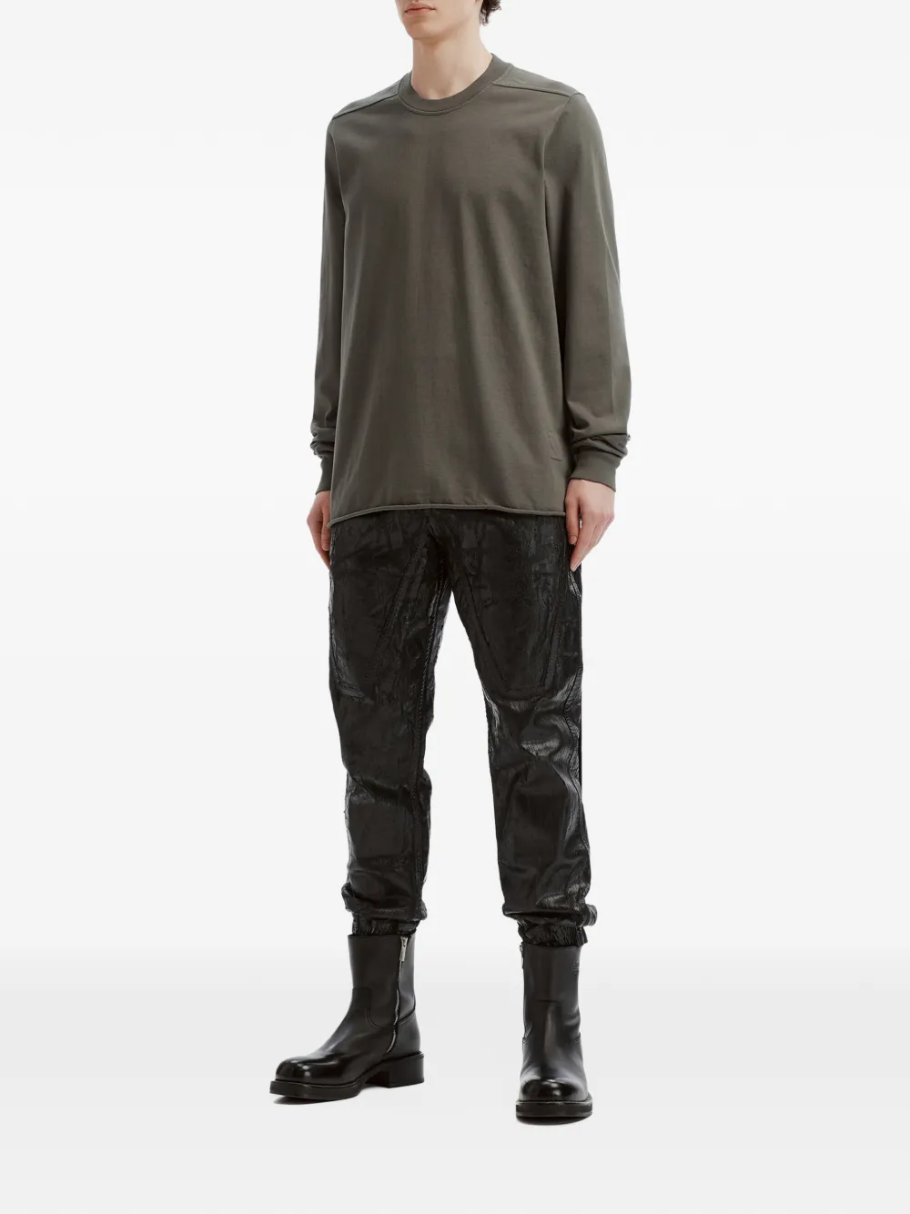 Rick Owens DRKSHDW raw-cut long-sleeve T-shirt Groen