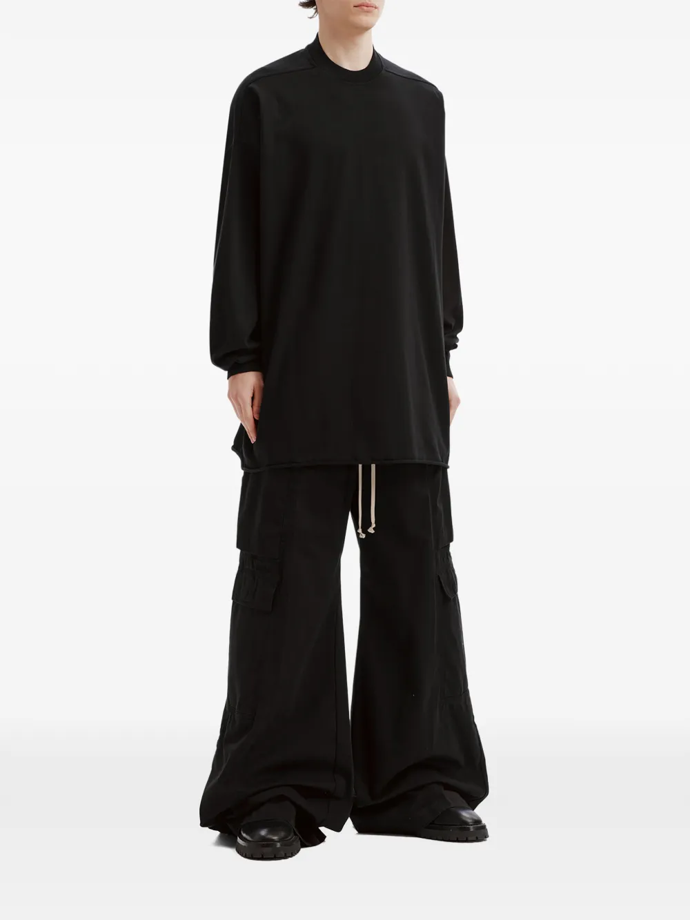 Rick Owens DRKSHDW Gerafeld T-shirt met lange mouwen Zwart