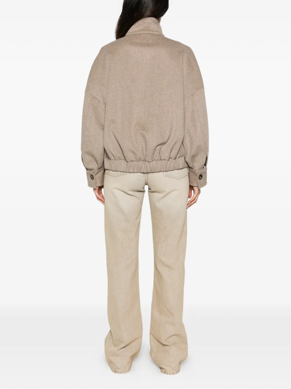 Alberto Biani high-neck flap-pocket jacket Beige