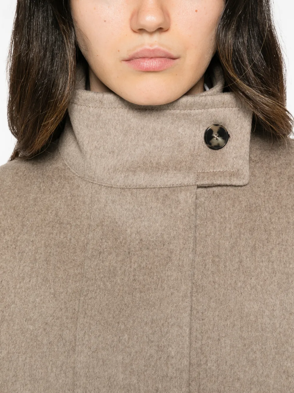 Alberto Biani high-neck flap-pocket jacket Beige
