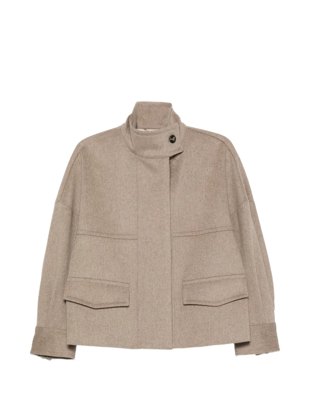 Alberto Biani high-neck flap-pocket jacket Beige