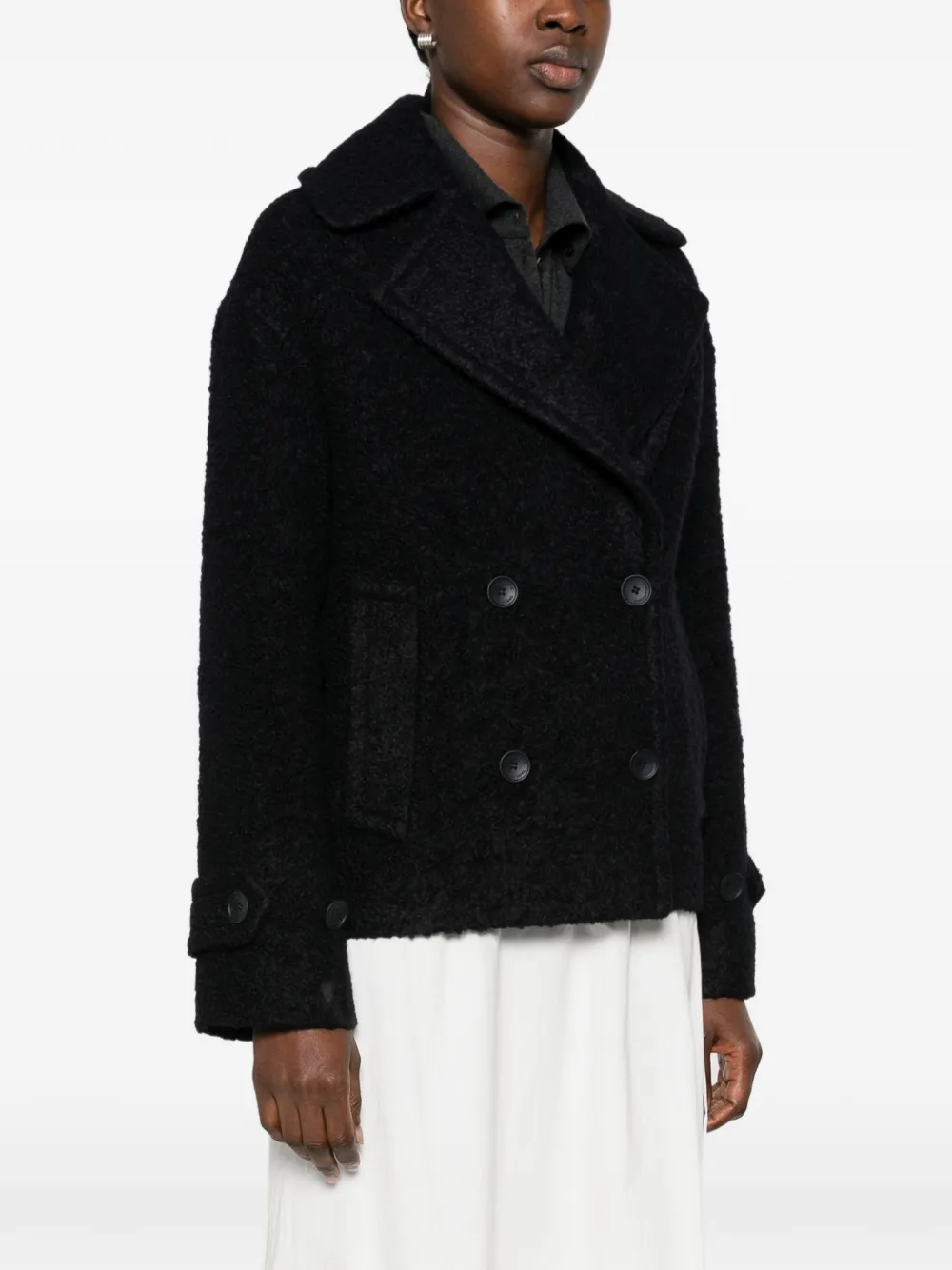Tagliatore Sheila double-breasted bouclé jacket Blauw
