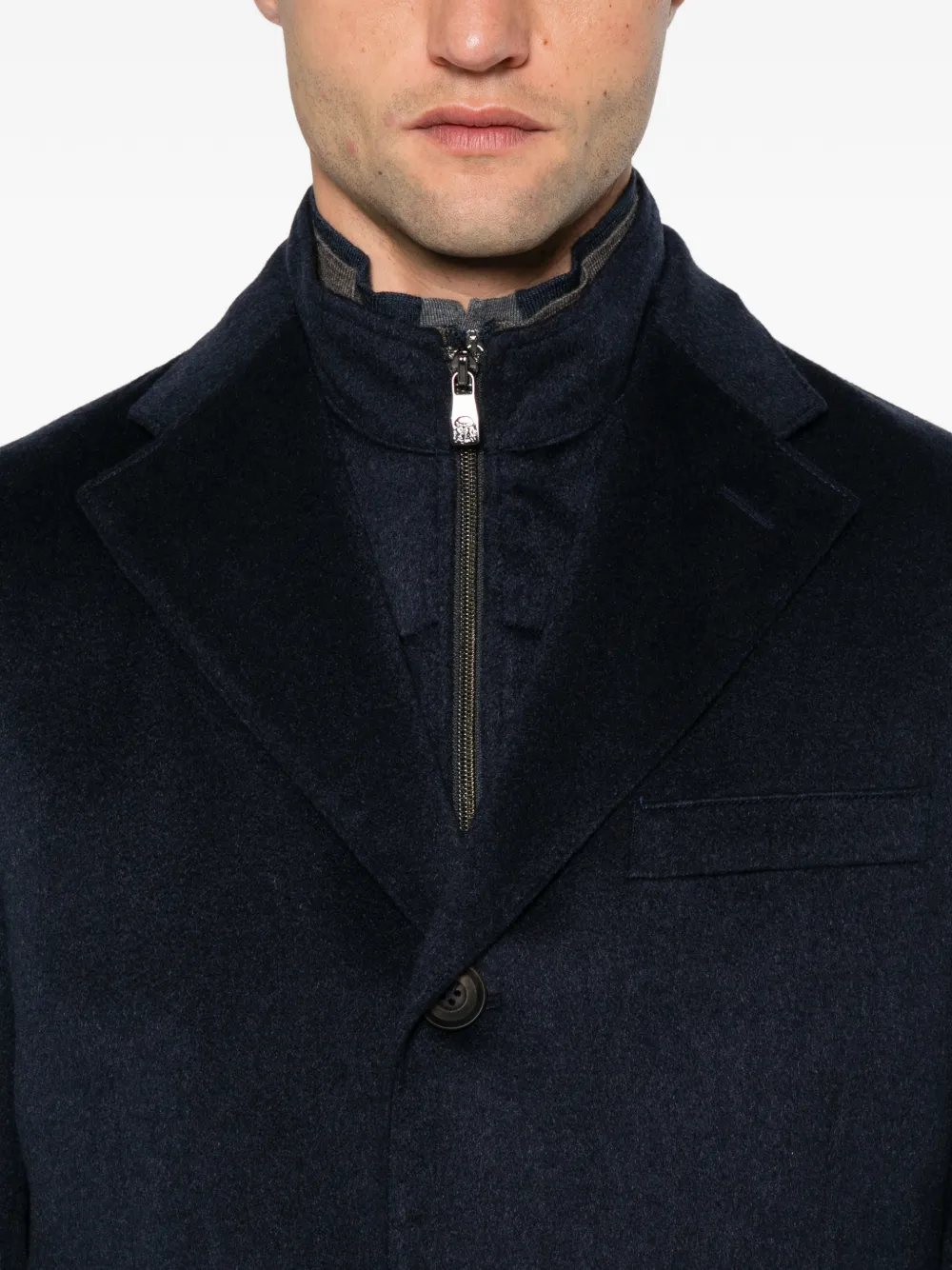 Corneliani single-breasted layered coat Blauw