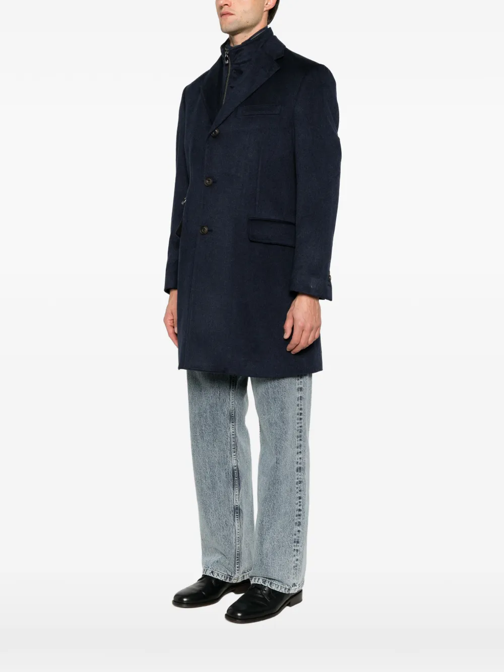 Corneliani single-breasted layered coat Blauw