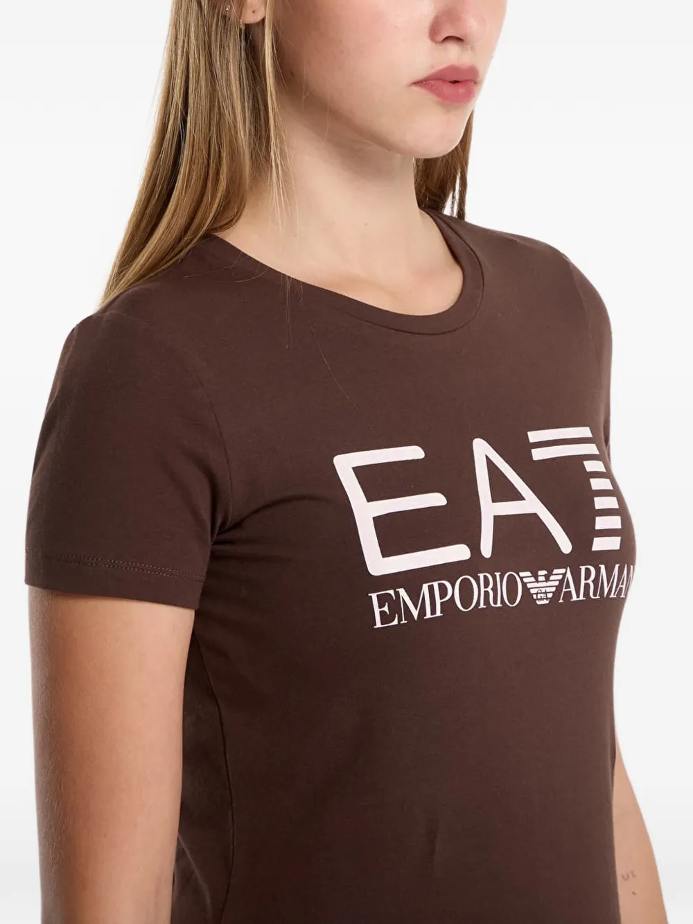 Ea7 Emporio Armani T-shirt met logoprint Bruin