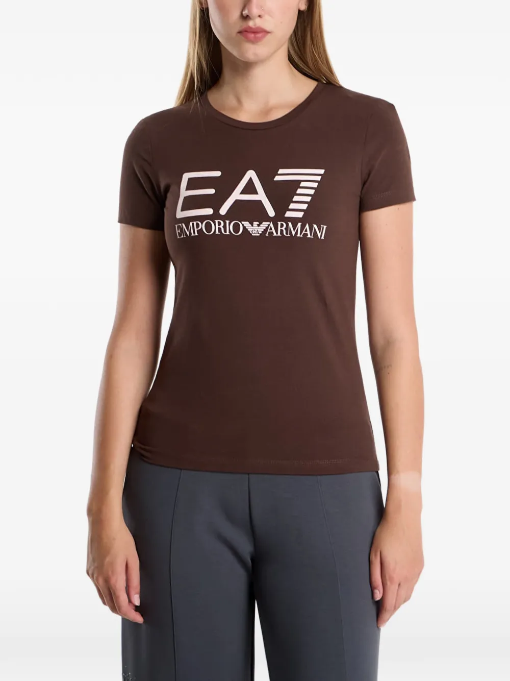 Ea7 Emporio Armani T-shirt con logo - Marrone