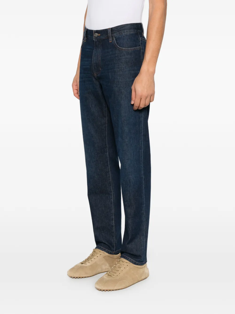 Zegna logo-patch straight-leg jeans Blauw