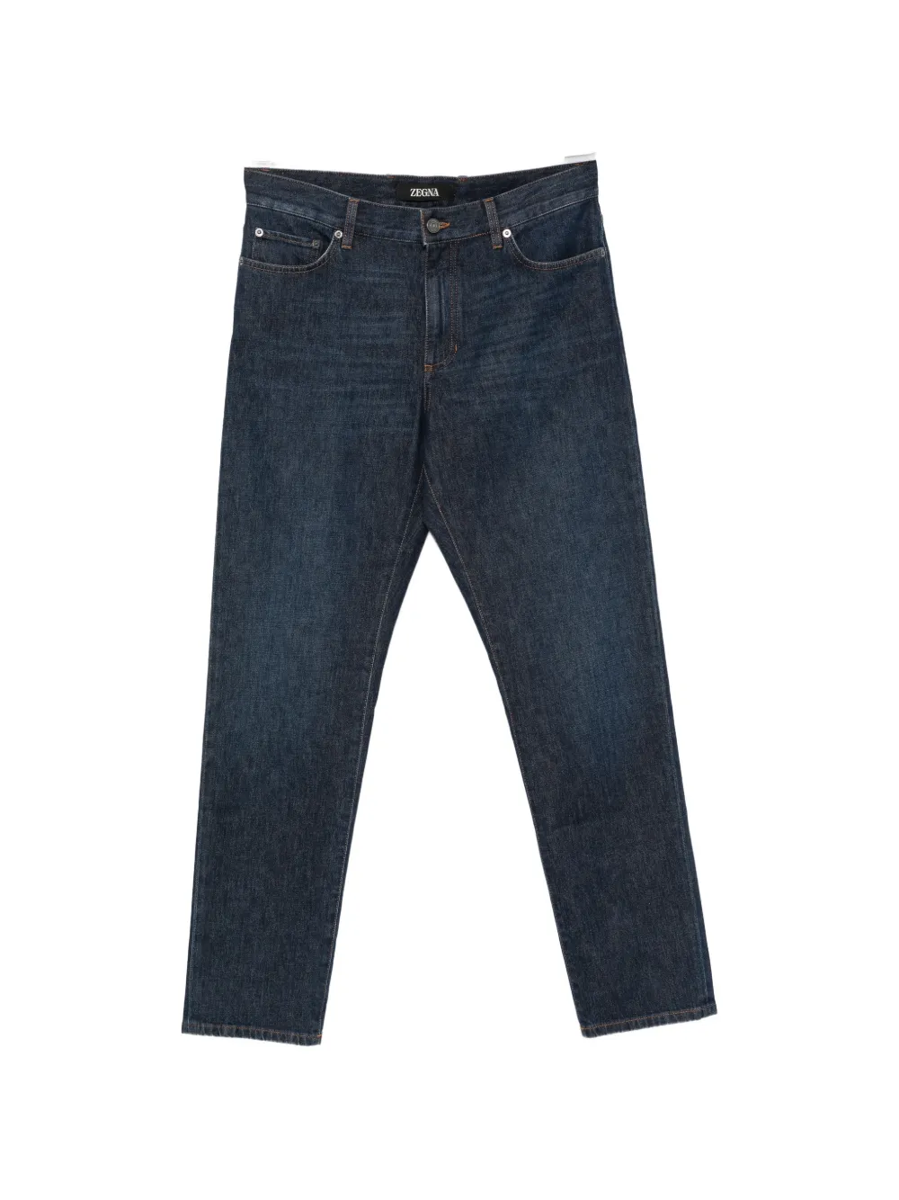 Zegna logo-patch straight-leg jeans Blauw