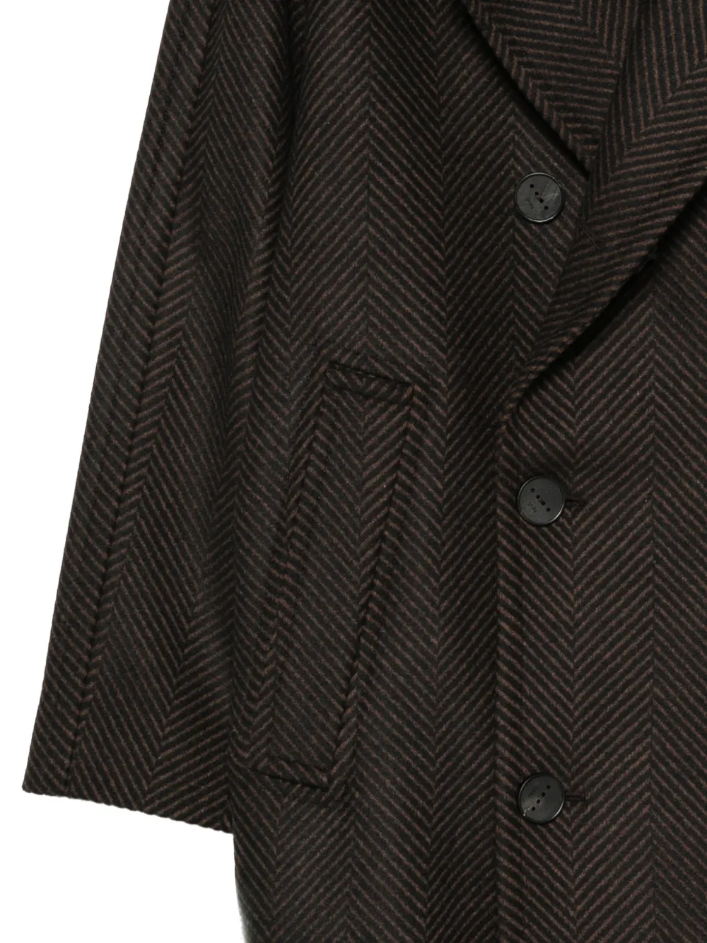 Hevo herringbone double-breasted coat Bruin