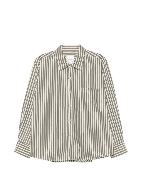FOUND Oxford vertical-stripe patch-pocket shirt