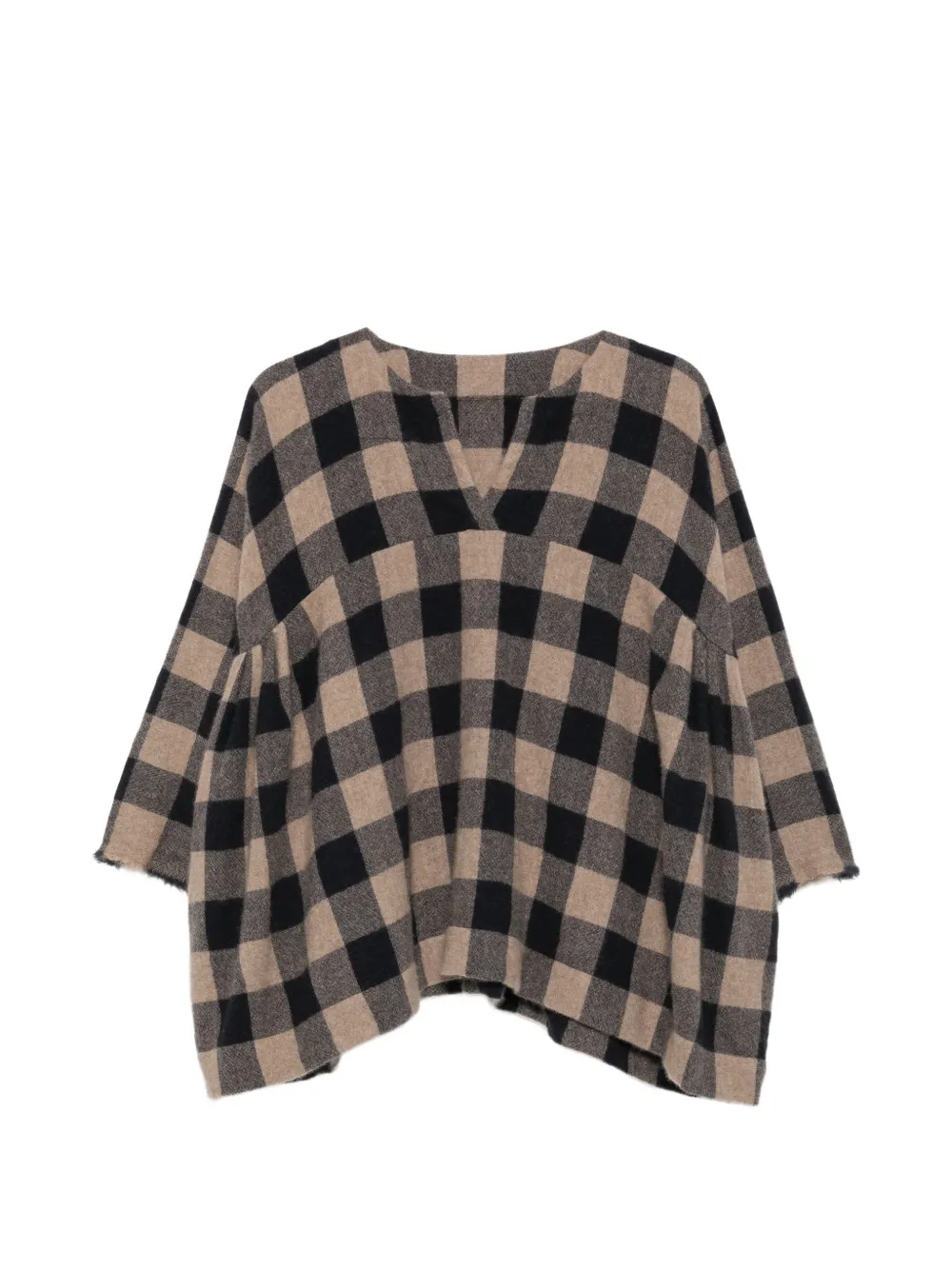 Daniela Gregis Check-pattern V-neck Top In Brown