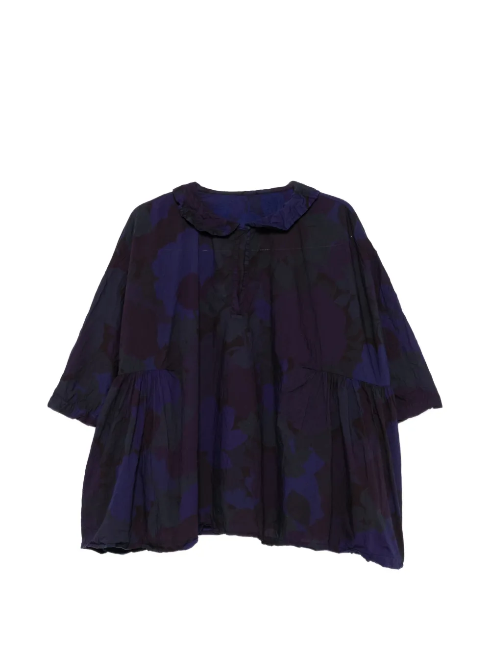 Daniela Gregis Floral-print Ruffled Top In Blue