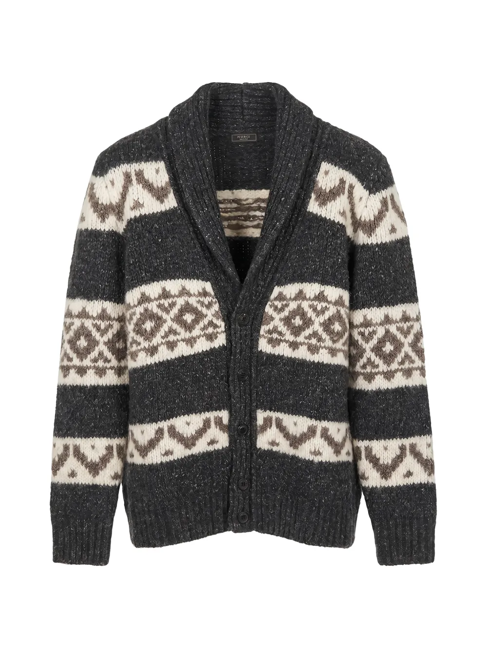 Peserico patterned-intarsia shawl-collar cardigan - Grey