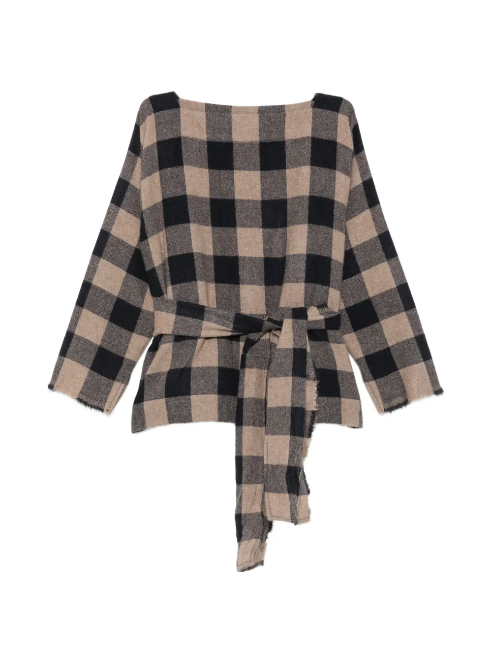Daniela Gregis Check-pattern Belted Top In Neutral