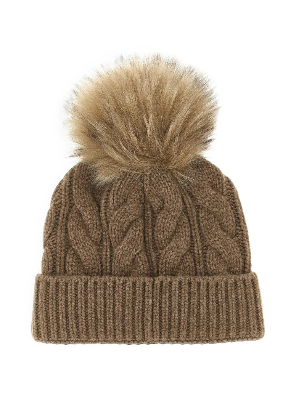 Moncler Grenoble pom-pom cable-knit beanie hat Bruin