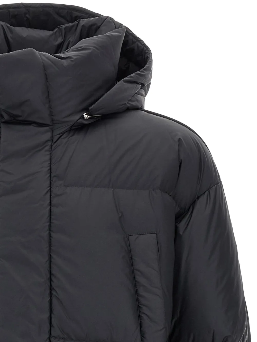 Laminar quilted hooded down jacket Zwart