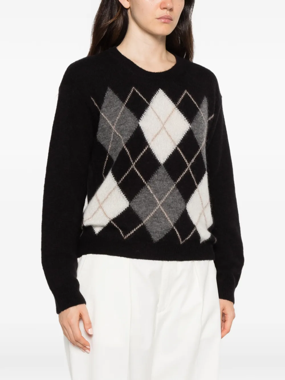 Roberto Collina argyle-intarsia sweater Zwart
