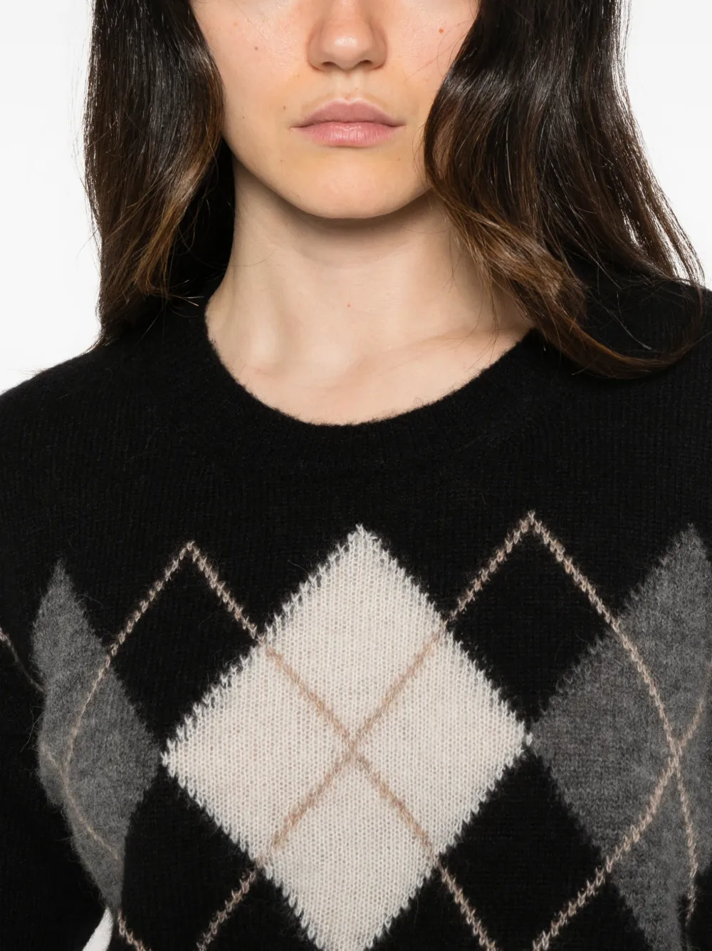 Roberto Collina argyle-intarsia sweater Zwart