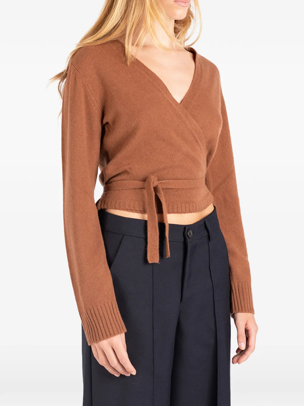 Société Anonyme Nicole wrap-style cropped sweater Bruin
