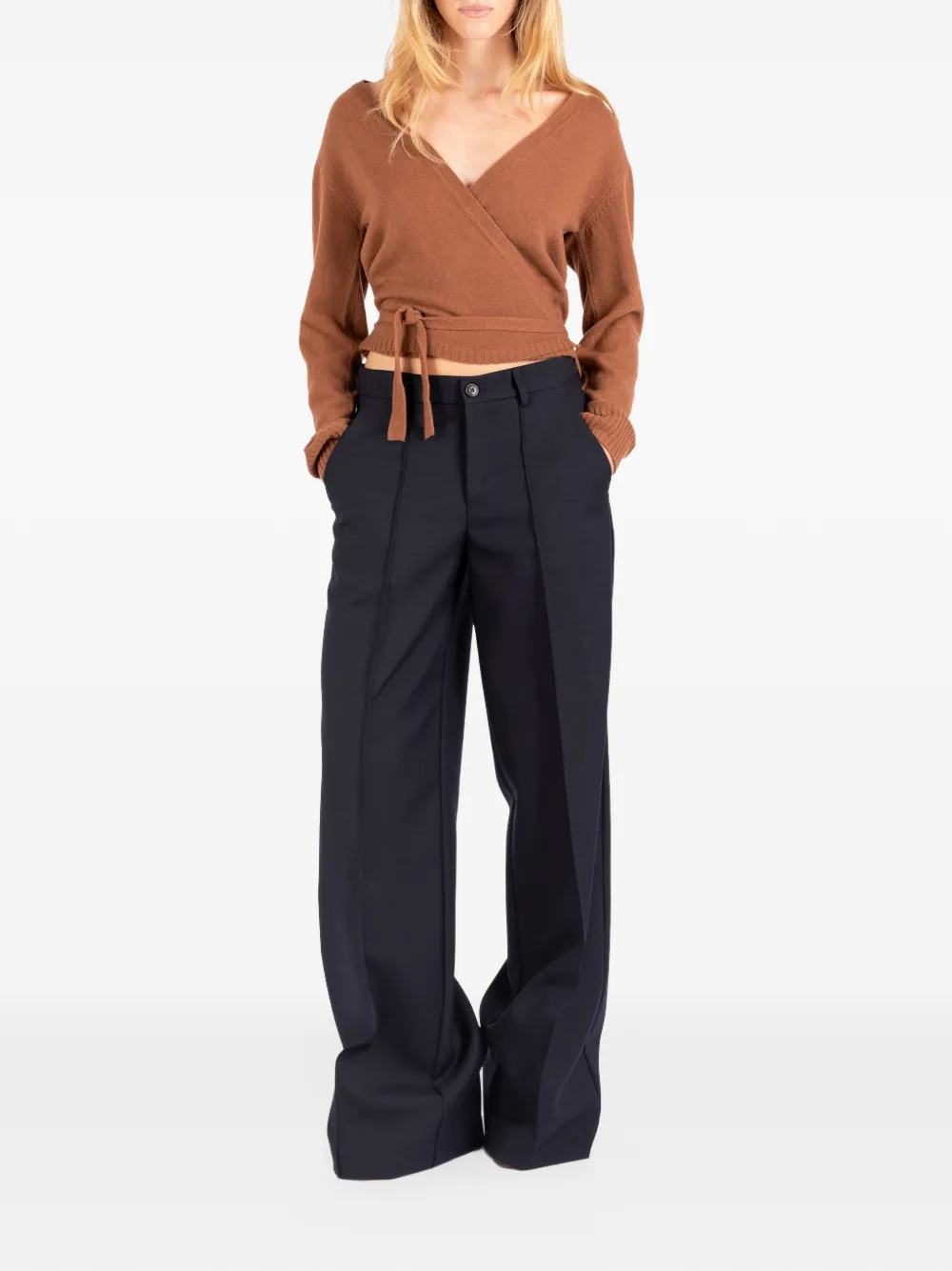 Société Anonyme Nicole wrap-style cropped sweater Bruin