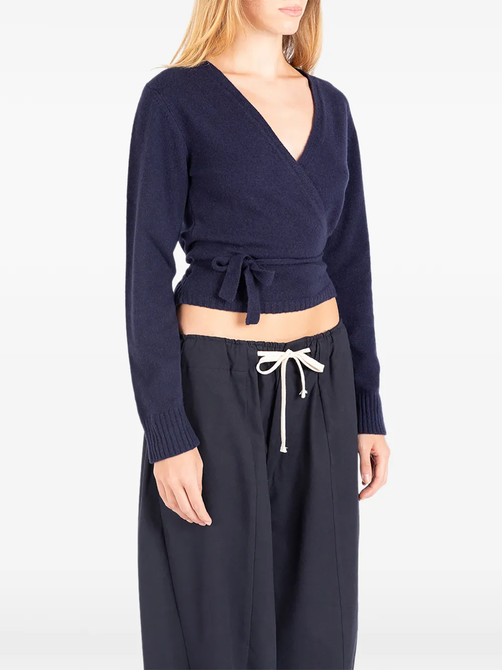 Société Anonyme Nicole wrap-style cropped sweater Blauw