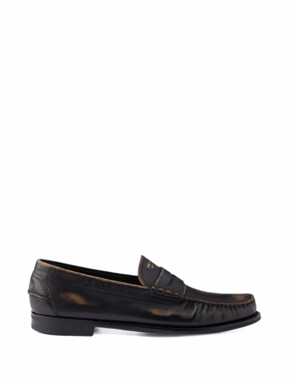 Prada Antiqued leather loafers - Nero