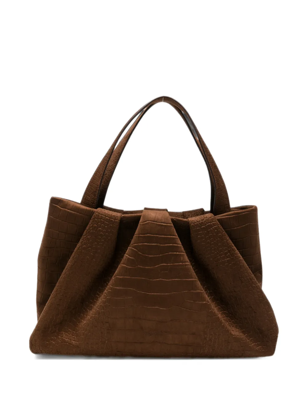 Themoirè croc-effect ruched shoulder bag - Marrone