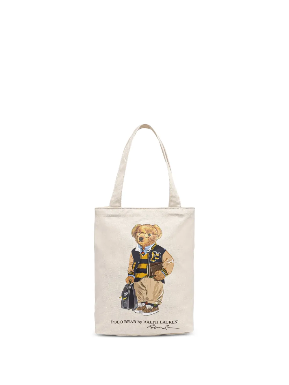 POLO RALPH LAUREN KIDS Polo Bear canvas tote bag Beige