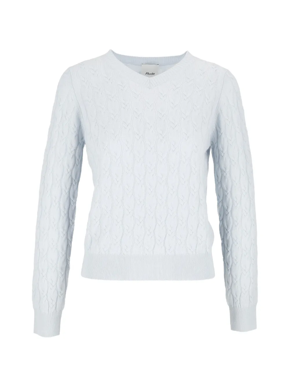 Allude cable-knit V-neck sweater Wit