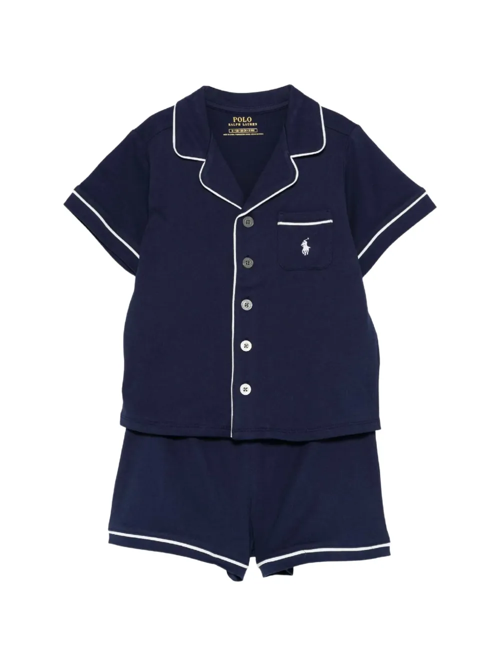 POLO RALPH LAUREN KIDS piping-detail jersey pajamas Blauw