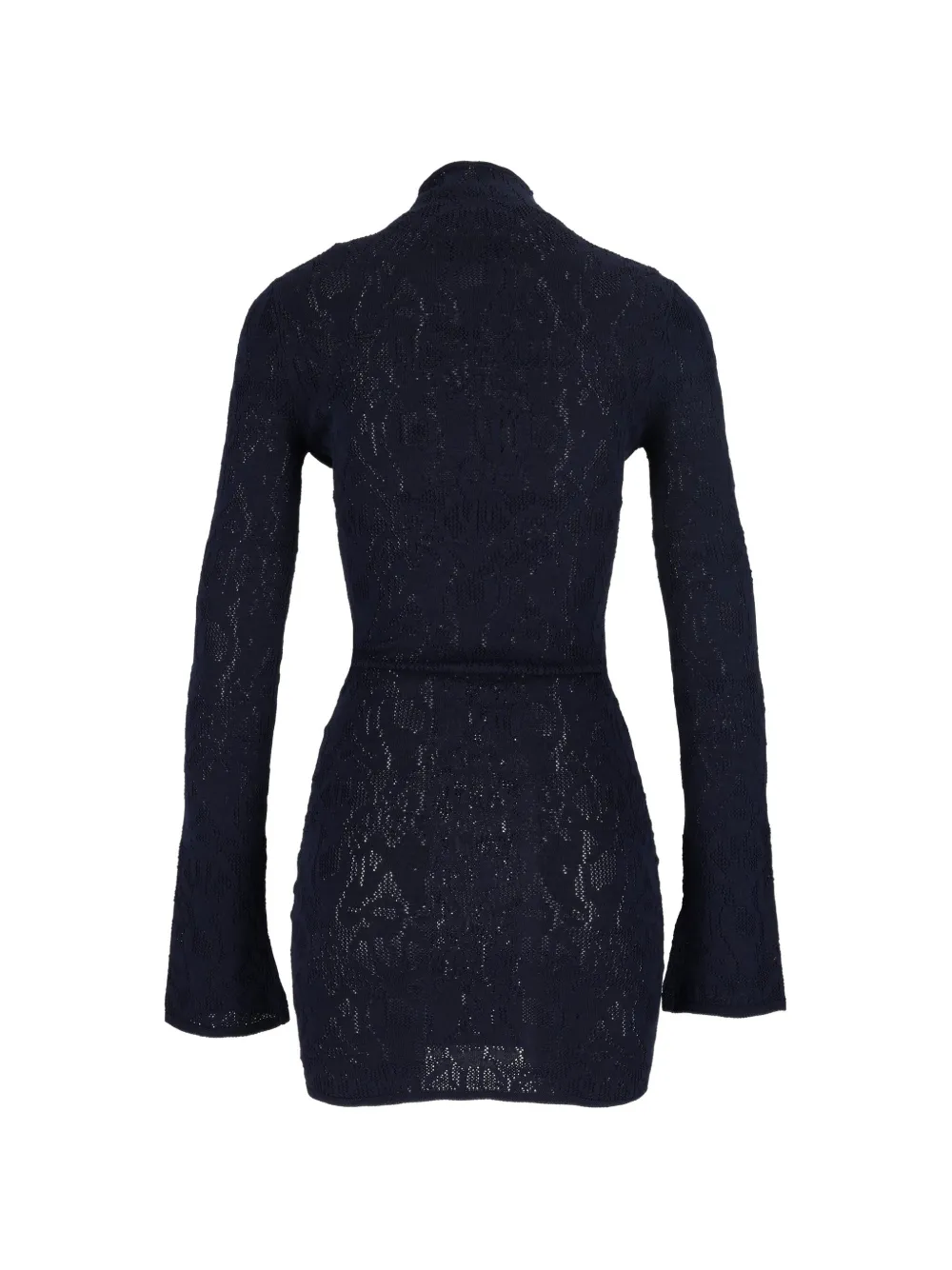 DONDUP KIDS pointelle-knit high-neck mini dress Blauw