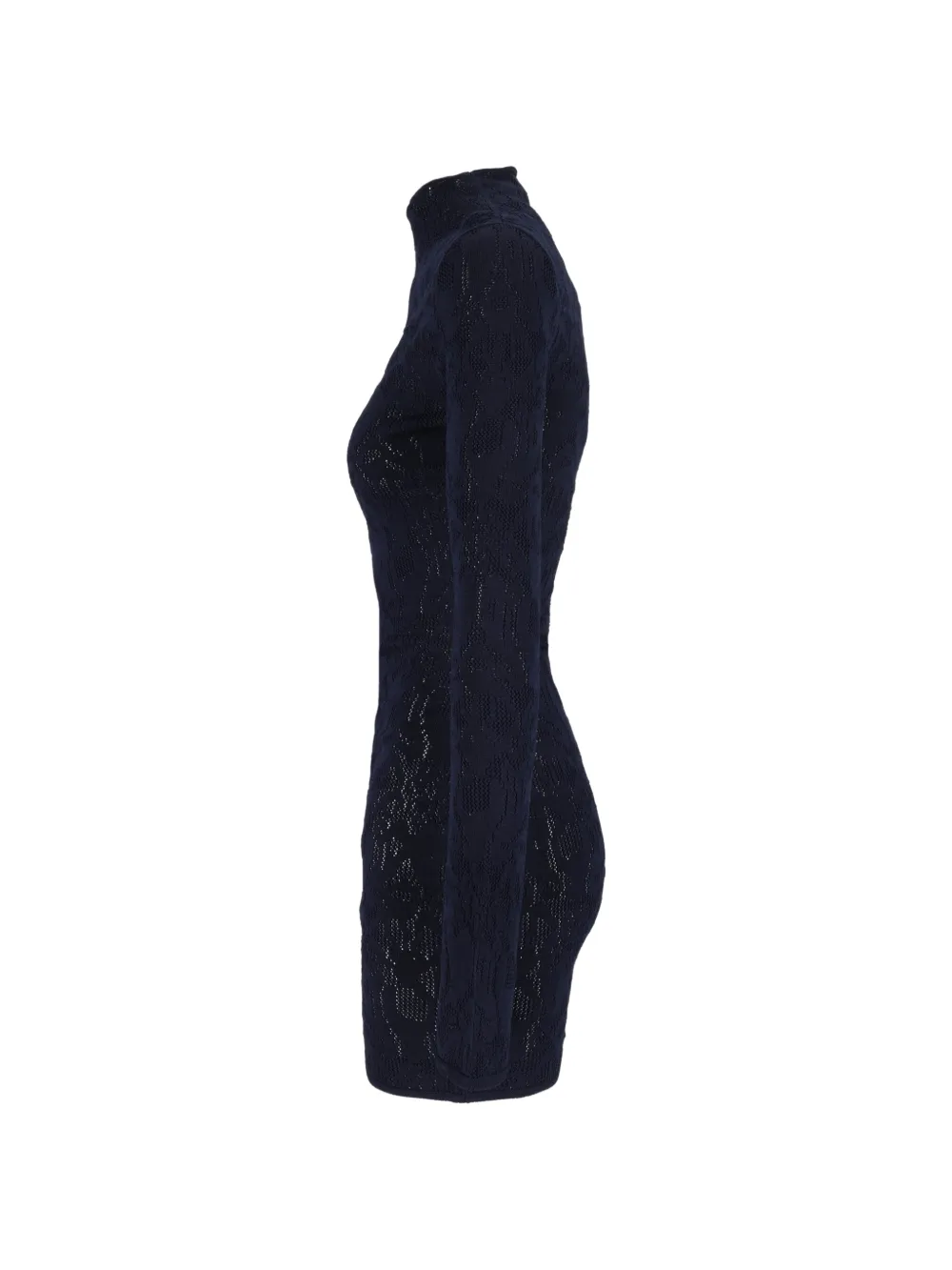 DONDUP KIDS pointelle-knit high-neck mini dress Blauw