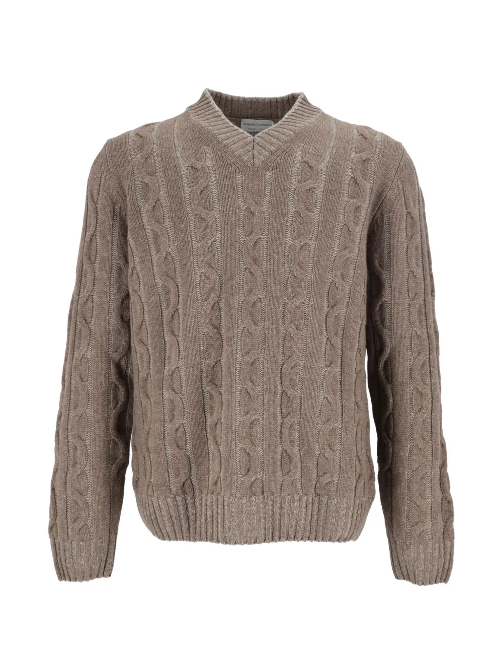 Settefili Cashmere cable-knit V-neck sweater - Brown
