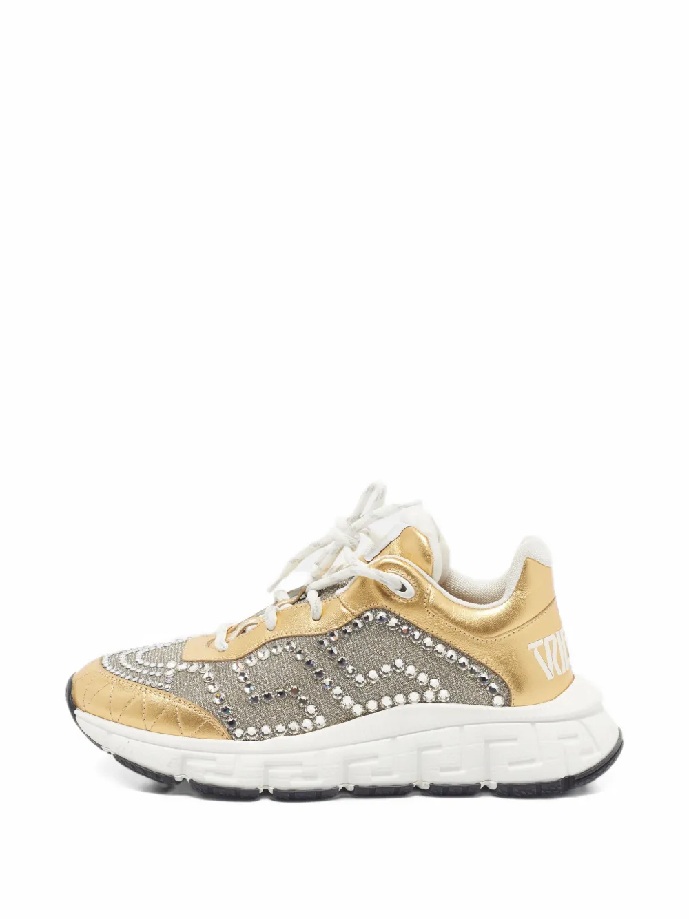Versace Pre-Owned Trigreca crystal-embellished sneakers - Gold