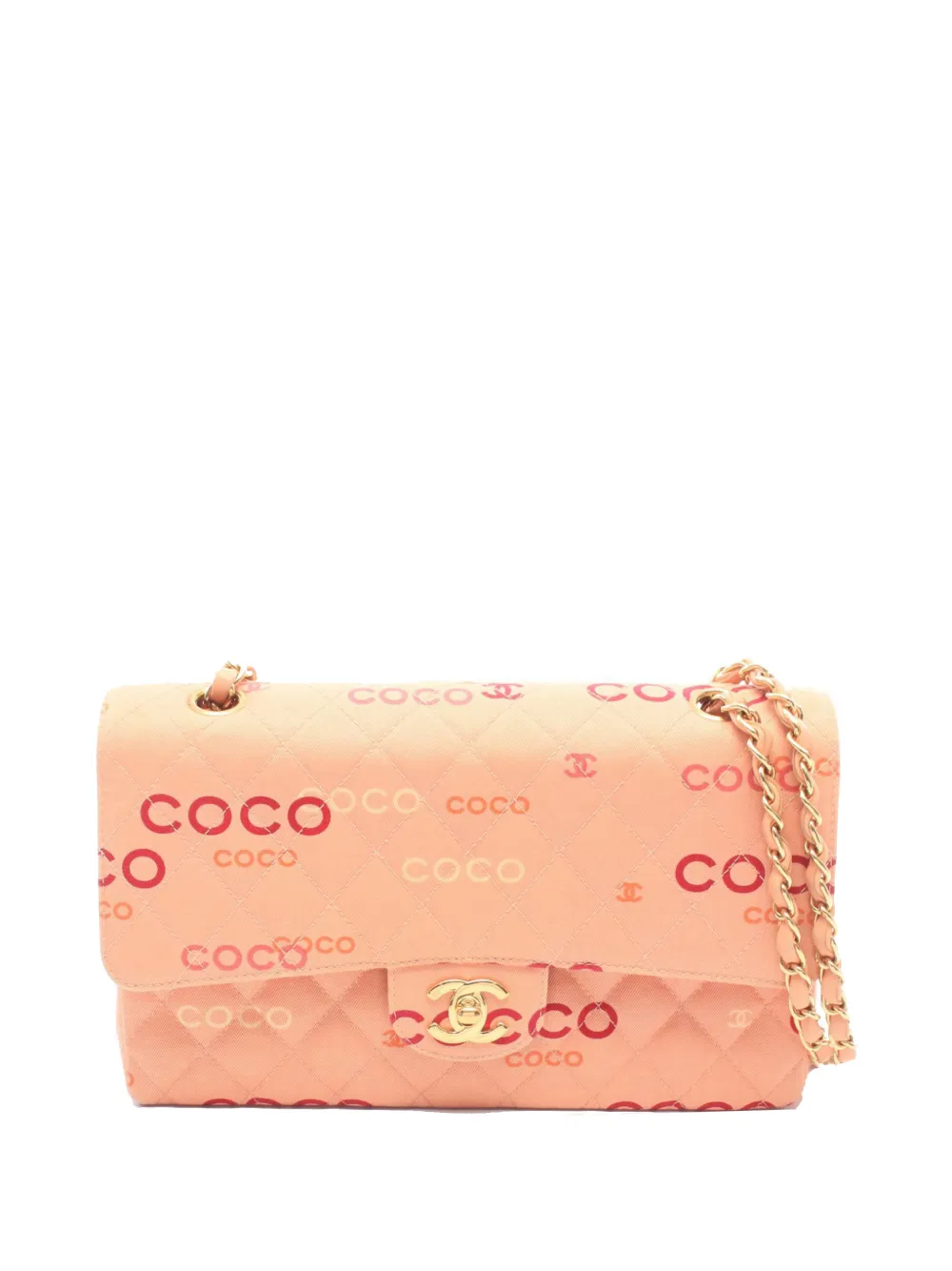 CHANEL Pre-Owned 2002-2003 Medium Classic Canvas Coco Double Flap shoulder bag - Pink