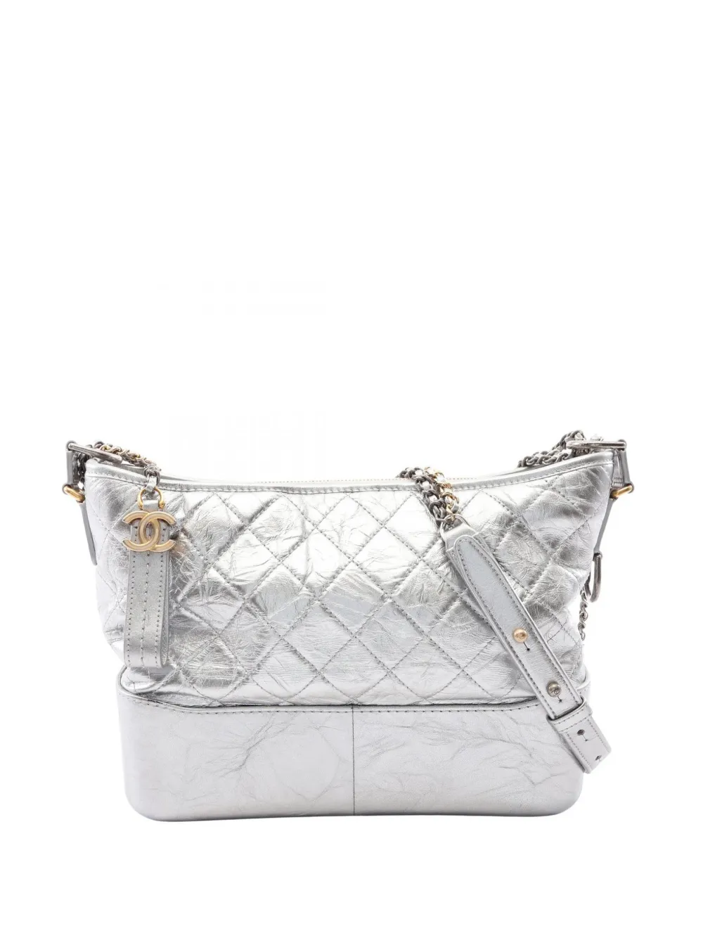 CHANEL Pre-Owned 2017-2018 Large Metallic Aged Calfskin Gabrielle crossbody bag - Silver