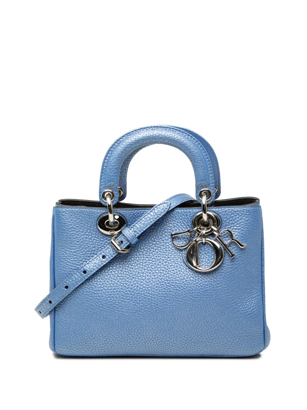 Christian Dior Pre-Owned 2015 Mini Metallic Pebbled Calfskin Diorissimo satchel - Blau