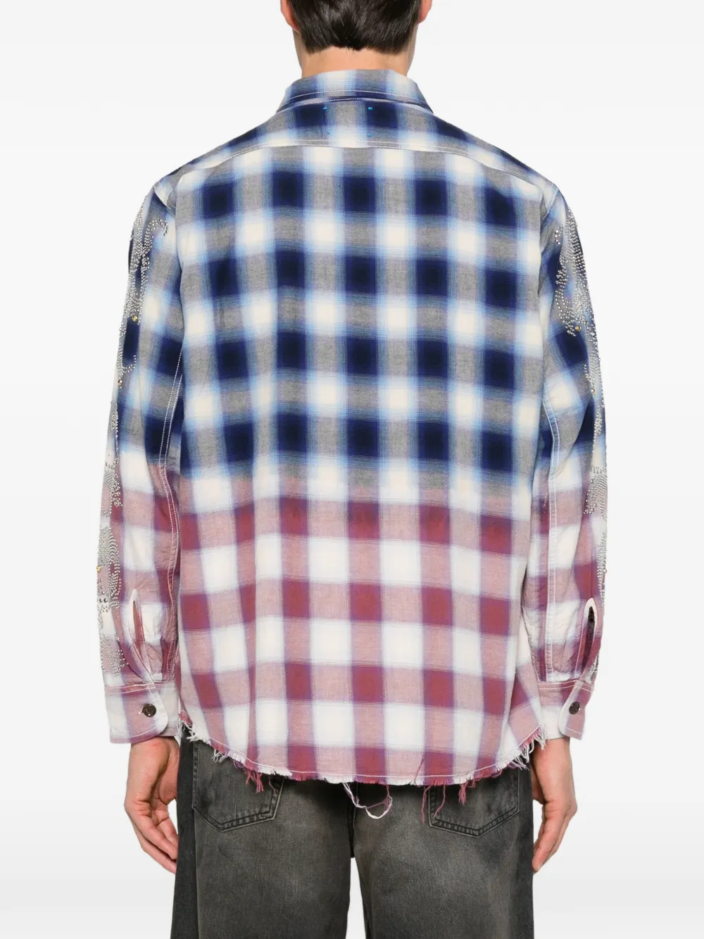 ERCOLE STUDIO stud-embellished checked shirt Blauw