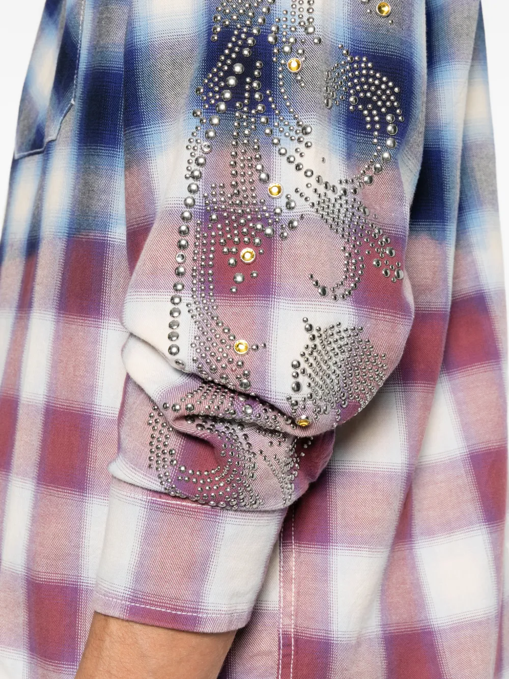 ERCOLE STUDIO stud-embellished checked shirt Blauw