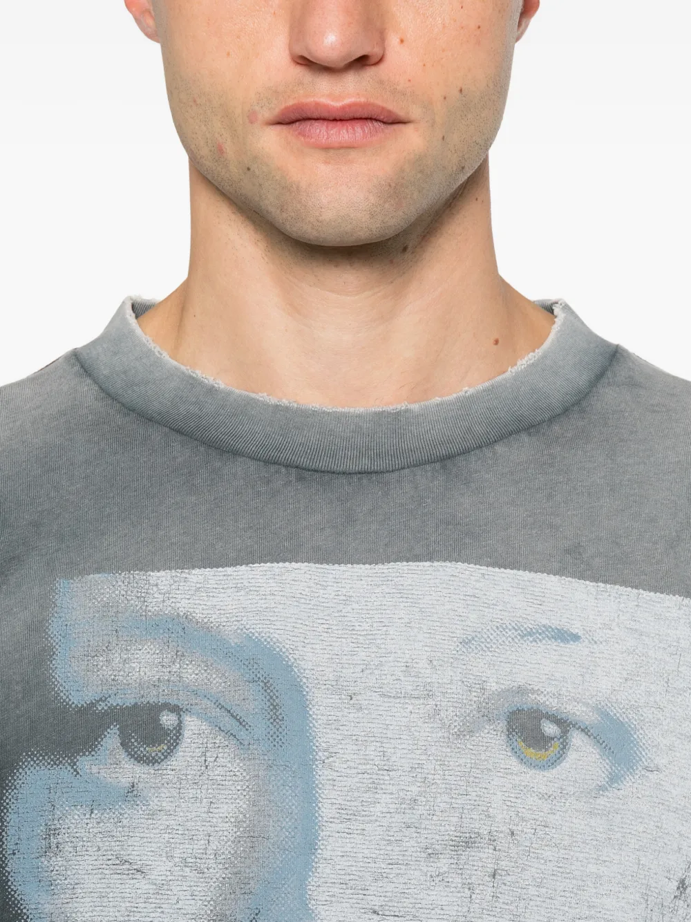 ERCOLE STUDIO graphic-print raw-edge T-shirt Grijs
