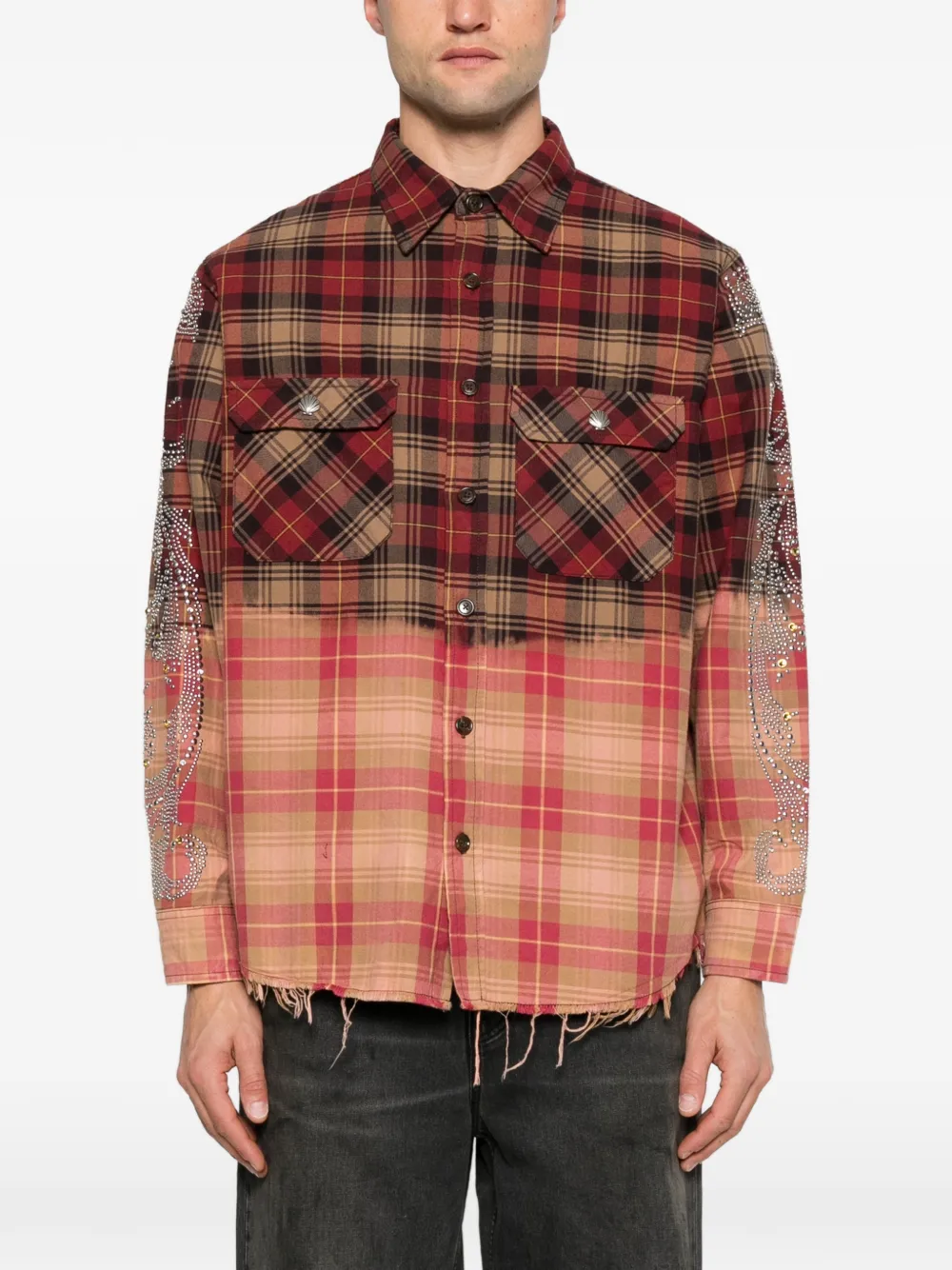 ERCOLE STUDIO stud-embellished dip-dye shirt Rood