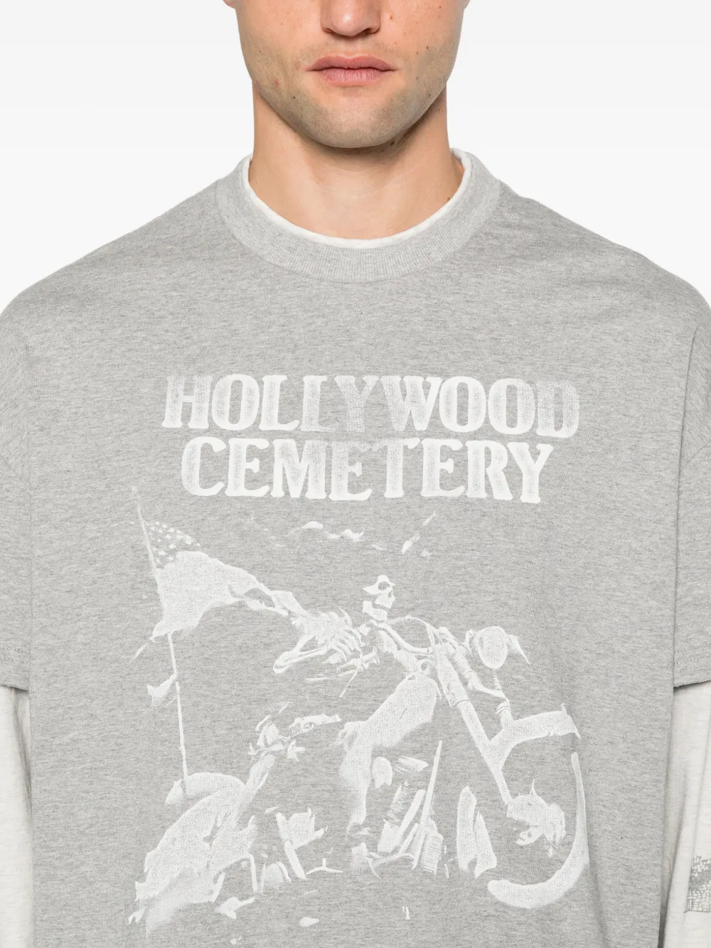 ERCOLE STUDIO graphic-print layered T-shirt Grijs