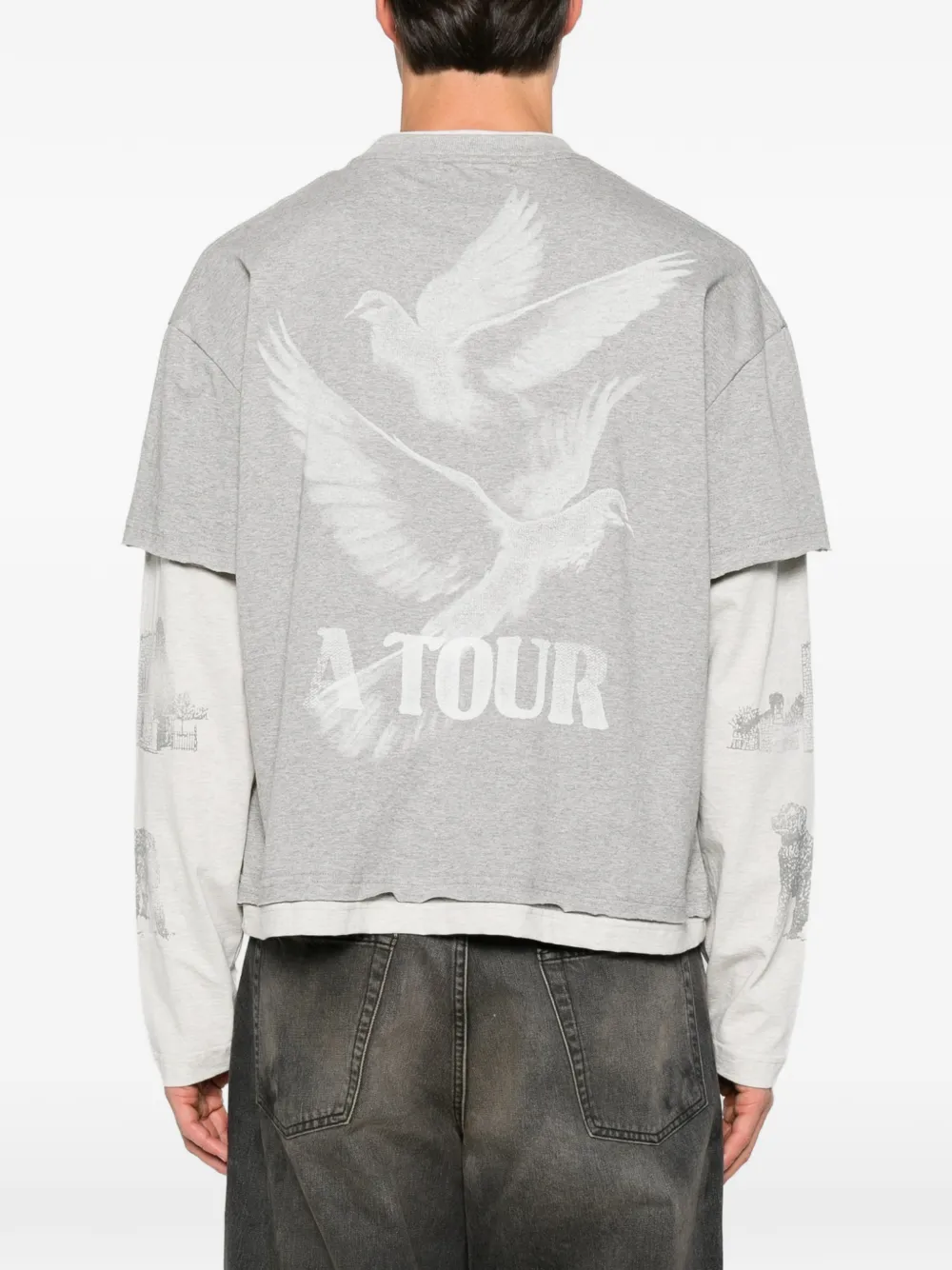 ERCOLE STUDIO graphic-print layered T-shirt Grijs