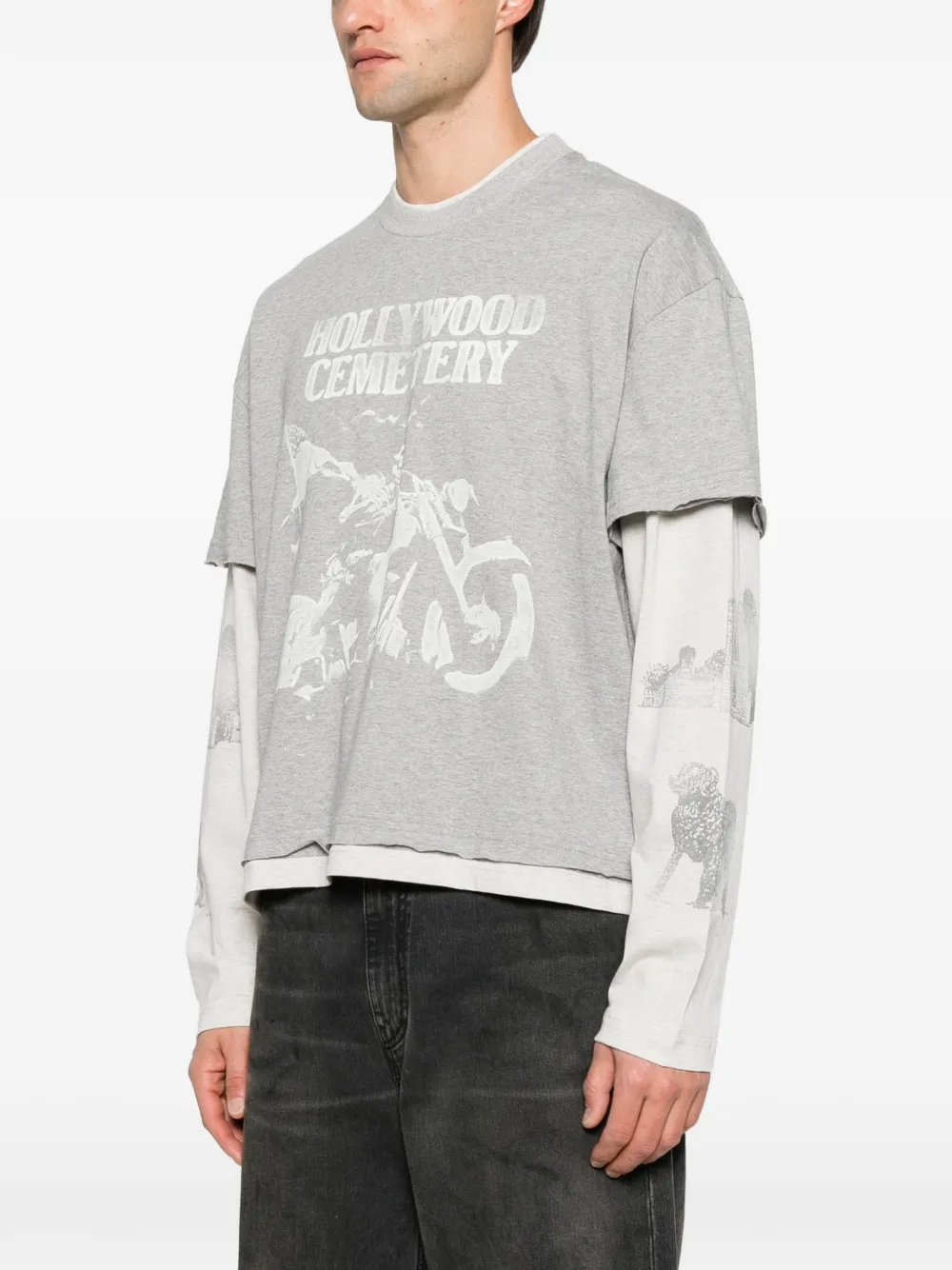 ERCOLE STUDIO graphic-print layered T-shirt Grijs