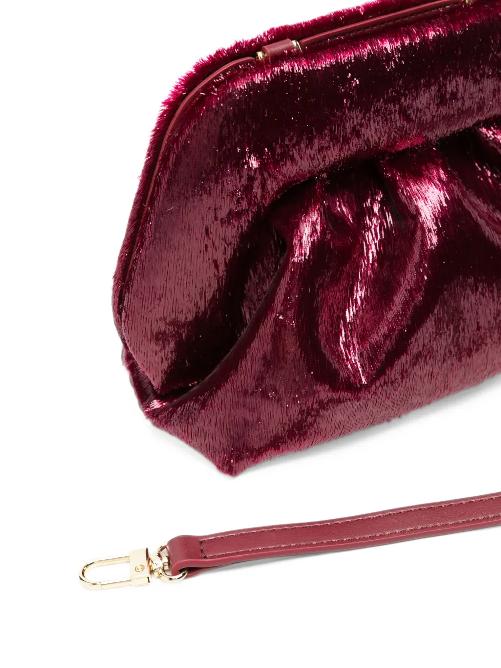 Themoirè small Bios metallic pleated clutch bag Rood
