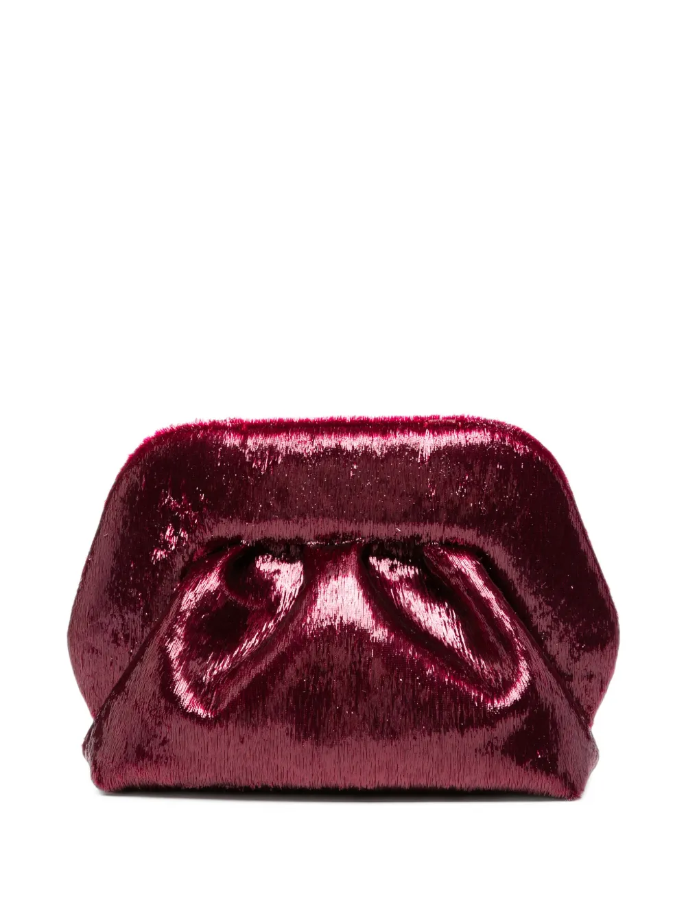 Themoirè small Bios metallic pleated clutch bag - Rouge