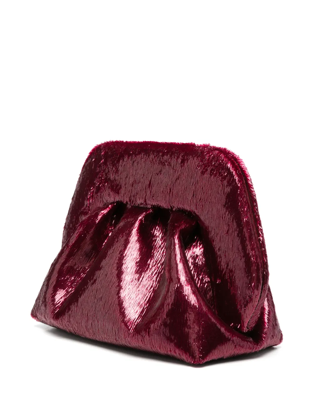 Themoirè small Bios metallic pleated clutch bag Rood