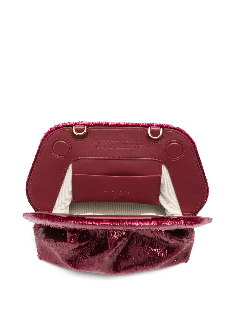 Themoirè small Bios metallic pleated clutch bag Rood