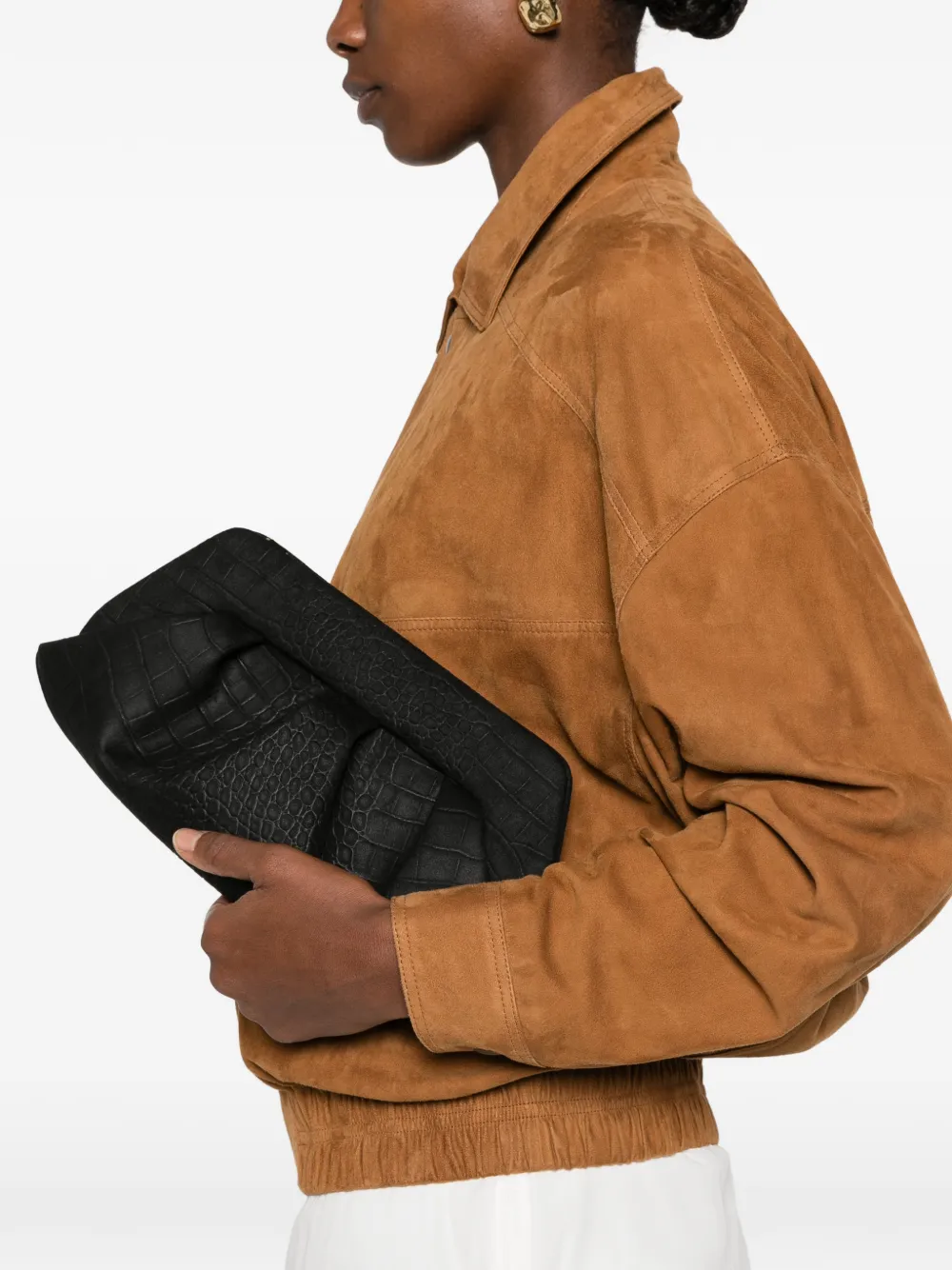 Themoirè crocodile-effect Bios clutch bag - Nero