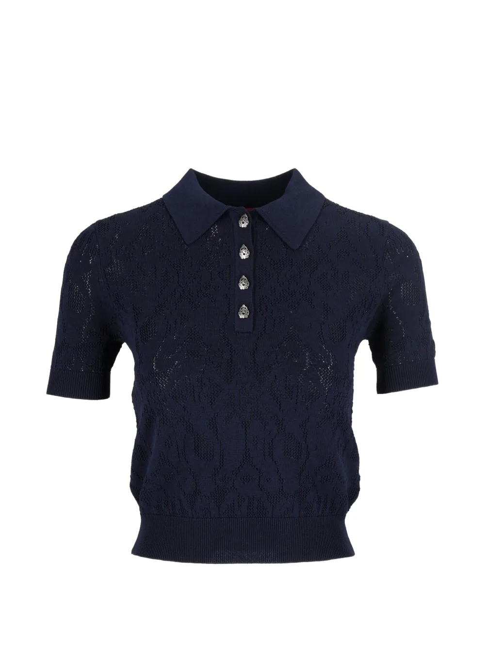 DONDUP KIDS open-knit polo shirt Blauw